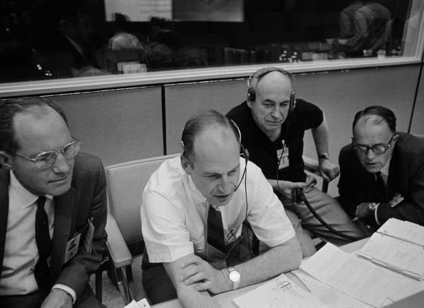 George Low and Bob Gilruth at NASA Mission Control