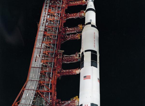 Nighttime Saturn V on Launchpad