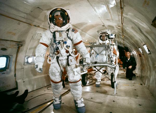 Astronauts Alan Shepard and Edgar Mitchell in KC-135