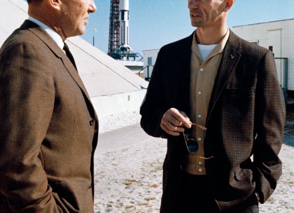 Astronauts Schirra and Cunningham at Apollo 5 Launch