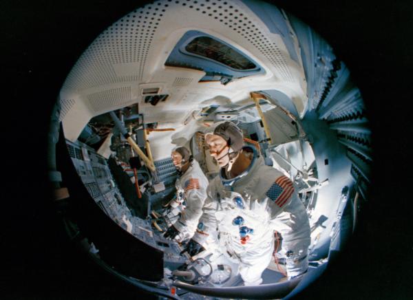 Apollo 9 Crew in Lunar Module Simulator