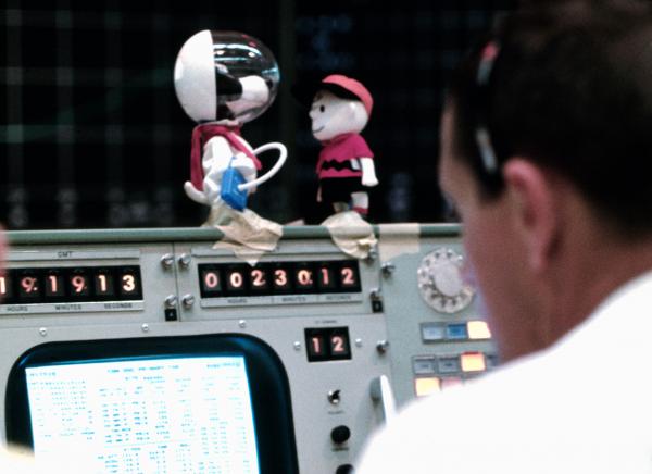 Snoopy and Charlie Brown in Mission Control Apollo 10
