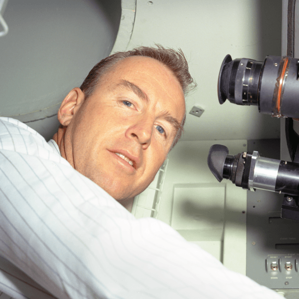 Astronaut Jim Lovell In the Command Module Simulator