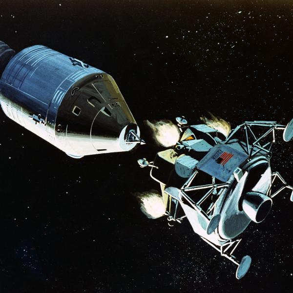 Illustration of the Lunar Excursion Module As It Separates From the Command Service Module