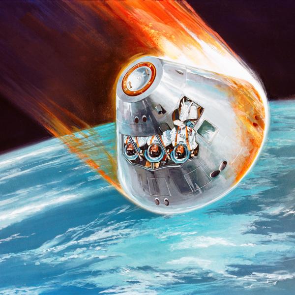 Illustration of Apollo Spacecraft Reentry