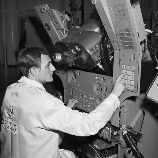 Apollo Block II System with Operator George Schmidt at Controls