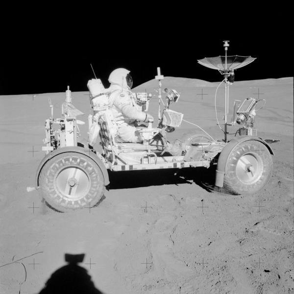 Apollo 15 Astronaut David Scott in Lunar Rover