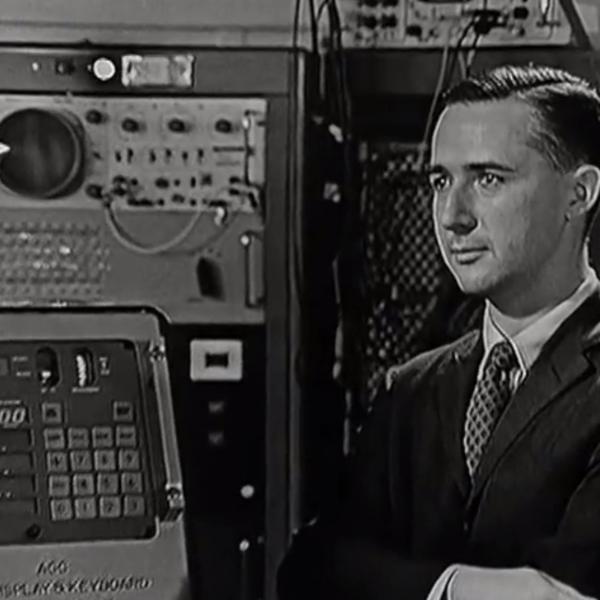 Ramon Alonso with Apollo Guidance Computer in MIT Film