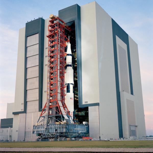 Saturn V Leaving Vehicle Assembly Building at KSC